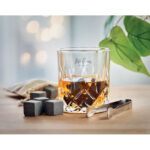 Whisky Set in Bambus Box mit markiertem Druckbereich für Ihr Logo