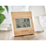 Wetterstation Bambus mit markiertem Druckbereich für Ihr Logo