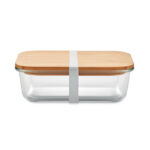 Lunchbox Glas mit Bambus als Werbeartikel mit Logodruck