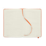 DIN A5 Notizbuch 600D RPET Orange, geöffnet dargestellt