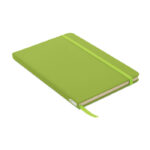 DIN A5 Notizbuch 600D RPET Gruen als Werbeartikel mit Logodruck