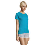 SPORTY T-Shirt Damen 140 g/m² Blau – Seitenansicht