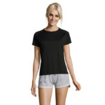 SPORTY T-Shirt Damen 140 g/m² Schwarz – Vorderansicht