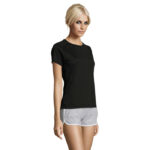 SPORTY T-Shirt Damen 140 g/m² Schwarz – Seitenansicht