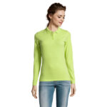PERFECT Langarm-Poloshirt Damen 180 g/m² Grün – Vorderansicht