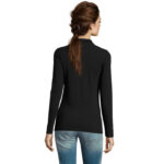 PERFECT Langarm-Poloshirt Damen 180 g/m² Schwarz – Rückansicht
