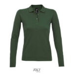 PERFECT Langarm-Poloshirt Damen 180 g/m² Grün – Vorderansicht