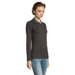 PERFECT Langarm-Poloshirt Damen 180 g/m² Grau – Seitenansicht
