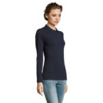 PERFECT Langarm-Poloshirt Damen 180 g/m² Blau – Seitenansicht