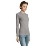 PERFECT Langarm-Poloshirt Damen 180 g/m² Grau – Seitenansicht