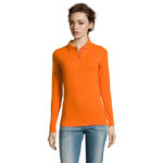 PERFECT Langarm-Poloshirt Damen 180 g/m² Orange – Vorderansicht