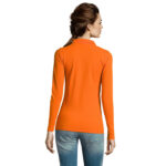 PERFECT Langarm-Poloshirt Damen 180 g/m² Orange – Rückansicht