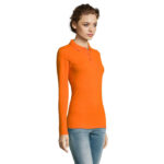 PERFECT Langarm-Poloshirt Damen 180 g/m² Orange – Seitenansicht