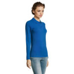 PERFECT Langarm-Poloshirt Damen 180 g/m² Blau – Seitenansicht