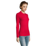 PERFECT Langarm-Poloshirt Damen 180 g/m² Rot – Seitenansicht