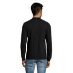 PERFECT Langarm-Poloshirt Herren 180 g/m² Schwarz – Rückansicht