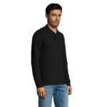 PERFECT Langarm-Poloshirt Herren 180 g/m² Schwarz – Seitenansicht