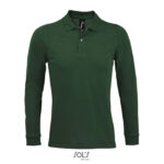 PERFECT Langarm-Poloshirt Herren 180 g/m² Grün – Vorderansicht