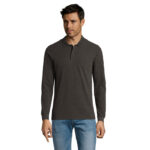 PERFECT Langarm-Poloshirt Herren 180 g/m² Grau – Vorderansicht
