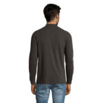 PERFECT Langarm-Poloshirt Herren 180 g/m² Grau – Rückansicht