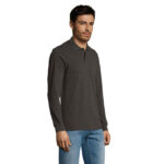 PERFECT Langarm-Poloshirt Herren 180 g/m² Grau – Seitenansicht