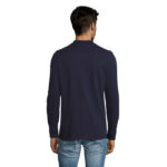 PERFECT Langarm-Poloshirt Herren 180 g/m² Blau – Rückansicht