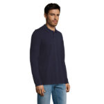 PERFECT Langarm-Poloshirt Herren 180 g/m² Blau – Seitenansicht