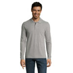 PERFECT Langarm-Poloshirt Herren 180 g/m² Grau – Vorderansicht