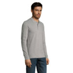 PERFECT Langarm-Poloshirt Herren 180 g/m² Grau – Seitenansicht