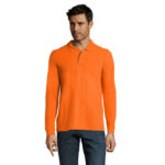 PERFECT Langarm-Poloshirt Herren 180 g/m² Orange – Vorderansicht