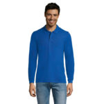 PERFECT Langarm-Poloshirt Herren 180 g/m² Blau – Vorderansicht