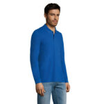 PERFECT Langarm-Poloshirt Herren 180 g/m² Blau – Seitenansicht