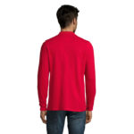 PERFECT Langarm-Poloshirt Herren 180 g/m² Rot – Rückansicht