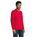 PERFECT Langarm-Poloshirt Herren 180 g/m² Rot – Seitenansicht