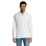 PERFECT Langarm-Poloshirt Herren 180 g/m² White – Vorderansicht