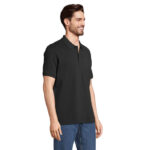 PEGASE Poloshirt Bio-Baumwolle 210 g/m² Schwarz – Seitenansicht