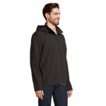RACE Softshell-Kapuzenjacke Herren Schwarz – Seitenansicht