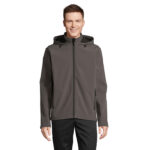 RACE Softshell-Kapuzenjacke Herren Schwarz – Vorderansicht