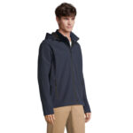 RACE Softshell-Kapuzenjacke Herren Blau – Seitenansicht