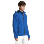 RACE Softshell-Kapuzenjacke Herren Blau – Seitenansicht