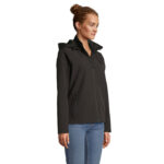 RACE Softshell-Kapuzenjacke Damen Schwarz – Seitenansicht