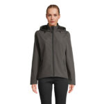 RACE Softshell-Kapuzenjacke Damen Schwarz – Vorderansicht