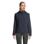 RACE Softshell-Kapuzenjacke Damen Blau – Vorderansicht