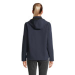 RACE Softshell-Kapuzenjacke Damen Blau – Rückansicht