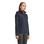 RACE Softshell-Kapuzenjacke Damen Blau – Seitenansicht