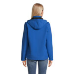RACE Softshell-Kapuzenjacke Damen Blau – Rückansicht
