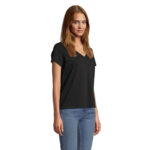 REGENT V-Ausschnitt-T-Shirt Damen Schwarz – Seitenansicht