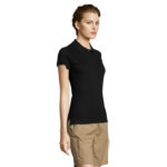 PEOPLE Poloshirt Damen 210 g/m² Schwarz – Seitenansicht