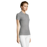 PEOPLE Poloshirt Damen 210 g/m² Grau – Seitenansicht