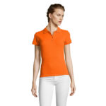 PEOPLE Poloshirt Damen 210 g/m² Orange – Vorderansicht
